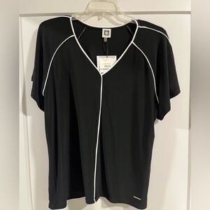 Anne Klein Black Short Sleeve Top-NWT-size 1X